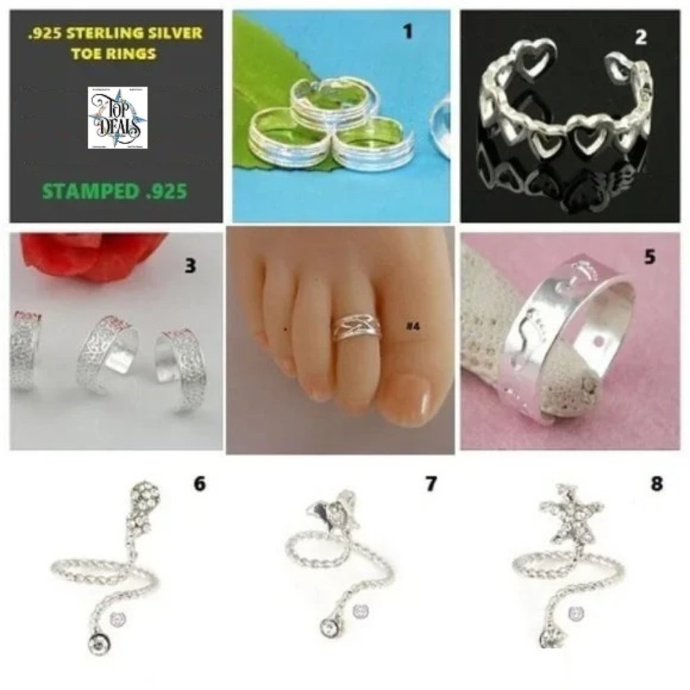 Toe Rings ~ 10 All New Designs ~ All .925 Sterling Silver